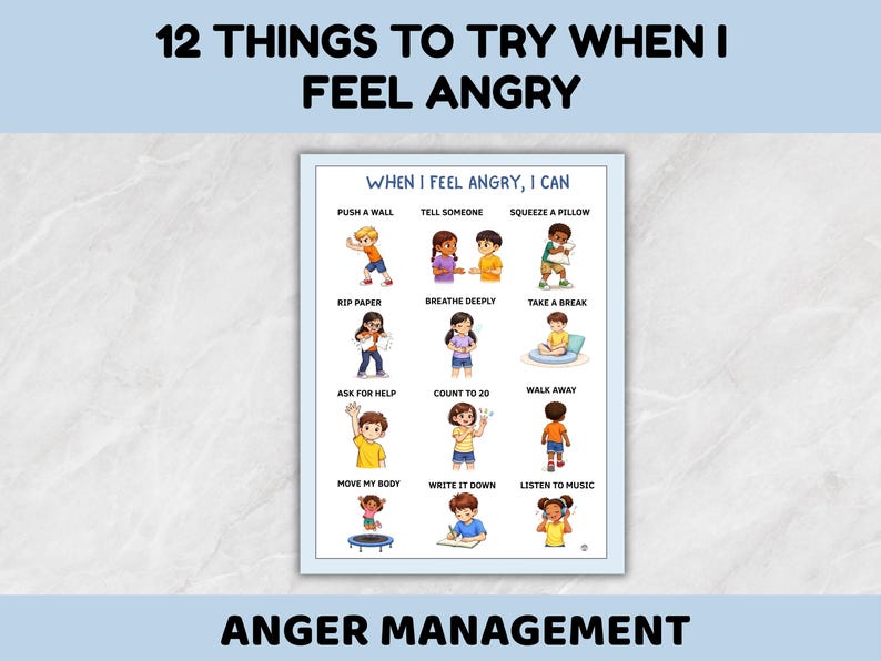Anger Management Strategies Chart – Emotional Regulation for Kids ...