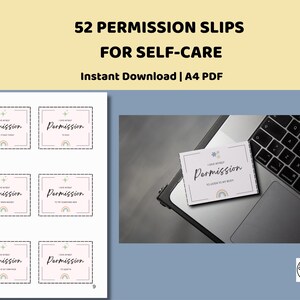 Permiso para ser amable contigo mismo / 52 tarjetas de autocompasión imprimibles para la bondad diaria y la autoestima