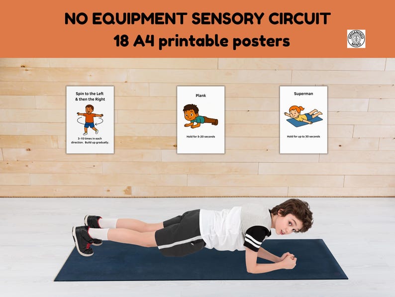Kids Exercise A4 Posters. Movement Break Gross Motor Skills. Occupational Therapy (Digital Download) image 2