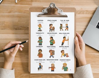 Heavy Work Activities Chart | Sensory Regulation, Occupational Therapy (A4 PDF Digital Download)