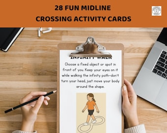 Crossing the midline activity cards.  Occupational therapist created.  Instant Download