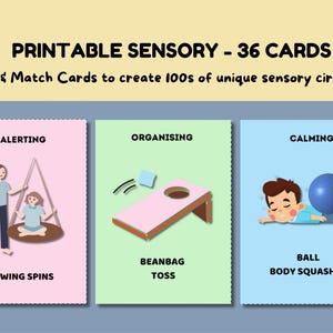 Sensory Diet Visual Cards | 36 Occupational Therapy Activities | Printable Sensory Breaks for Kids | Autism and ADHD Support |