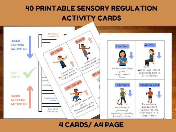 Sensory Regulation Strategy Cards.  Self-Regulation Activities for Autism and ADHD.  OT Printable