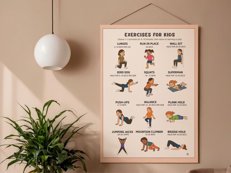 Fun Exercise Poster Exercise Poster for Kids. Gross Motor Activities. Occupational Therapy ...