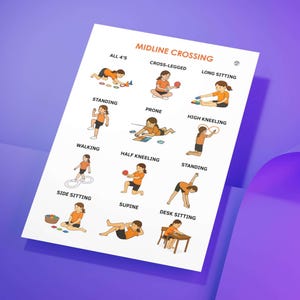 Tabla de referencia visual para cruzar la línea media. Actividades de terapia ocupacional. Dispraxia.