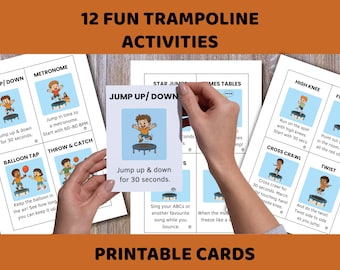Trampoline Activity Cards for sensory seekers, balance & coordination.  Occupational Therapy created.  Instant Digital Download.