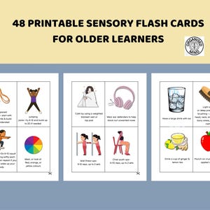 Sensory Cards for Older Learners.  48 Sensory Strategies for Calm and Refocus. Coping Skills Visuals for Teens.  Instant Download.