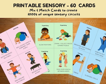 Sensory Circuit Cards – 60 Printable Visuals, Occupational Therapy (Digital Download)