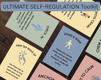 ULTIMATE self-regulation toolkit.  52 Tools for a calm-focused mind & a grounded body.  Grab and Go Printable Cards.