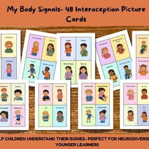 Body signal picture cards for early interoception awareness.  Occupational therapy. Instant Download.