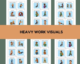 Heavy Work Activity Picture Cards.  Proprioception Input for Kids.  OT Created Sensory Tools (Instant Download, 36 Cards )