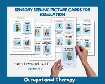 Activity Cards for Sensory Seekers.  Sensory Input for calm, focus and regulation.  Occupational Therapists Created.  Instant PDF Download