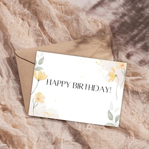 Wildblumen Geburtstagskarte | Druckbare Blumen Geburtstagskarte | Boho Karten Digitaler Download | Ästhetisches Geburtstagsgeschenk | Sofort Download