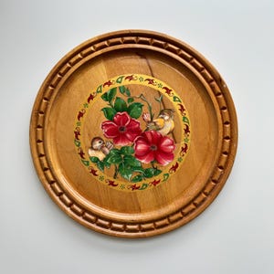 Hand- painted wooden Tray .