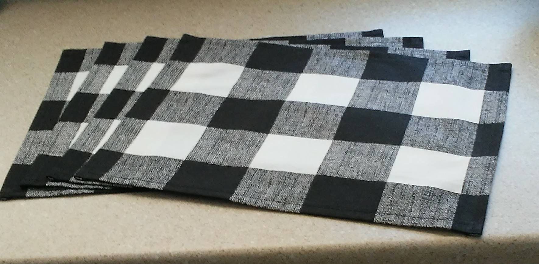 Sale LINED Black Plaid Placemats Large Buffalo Plaid Etsy