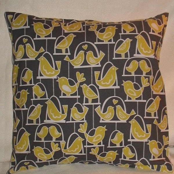 NEW Two  Designer Throw Pillow Covers 20 x 20 Michael Miller Bird Swing