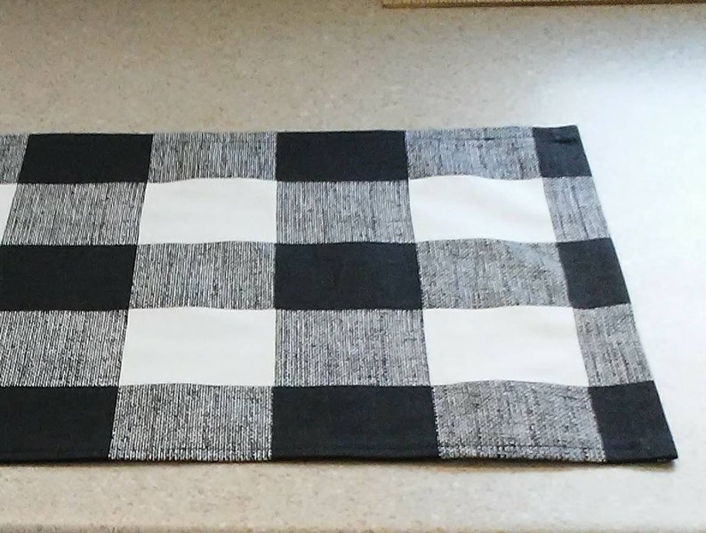 LINED Black Plaid Placemats Large Buffalo Plaid Decorative Etsy