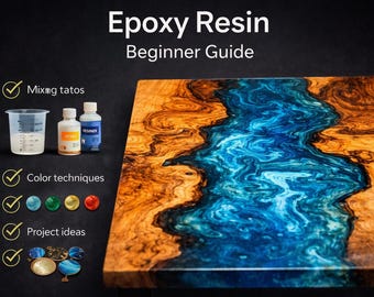 Guía de resina epoxi para principiantes (PDF): aprende proporciones de mezcla, técnicas de coloración, evita errores comunes con la resina y tutorial para proyectos de resina DIY.