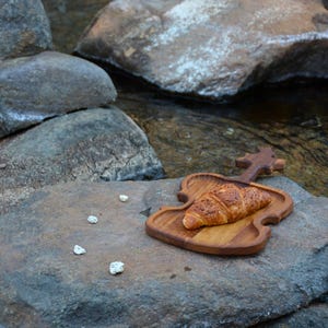 Handmade Iroko Wood Guitar Serving Board: Unique Charcuterie Tray