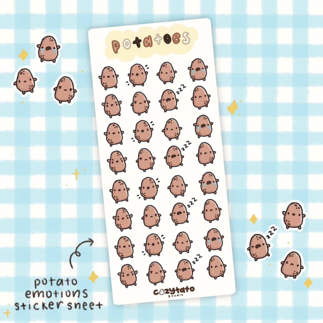 Potato Emotions Sticker Sheet - for Journal, Planner, Deco - Etsy