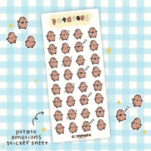 potato emotions sticker sheet - for journal, planner, deco