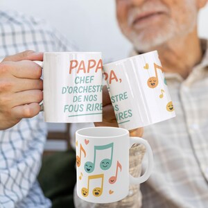 Papa cadeau tasse, Happy Music Ceramic Mug for Coffee Lovers | Gift for Musicians, Birthday, Music Enthusiasts, Fun Decor, Note Design