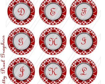 INSTANT DOWNLOAD-Bottlecaps-1 inch circle- 25mmx25mm rounds-Alphabet plus EXTRAS