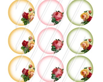 INSTANT DOWNLOAD-Digital Bottlecaps-Blanks-Editable-Vintage Roses