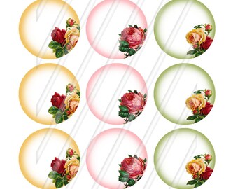 INSTANT DOWNLOAD-Digital Bottlecaps-Blanks-Editable-Vintage Roses