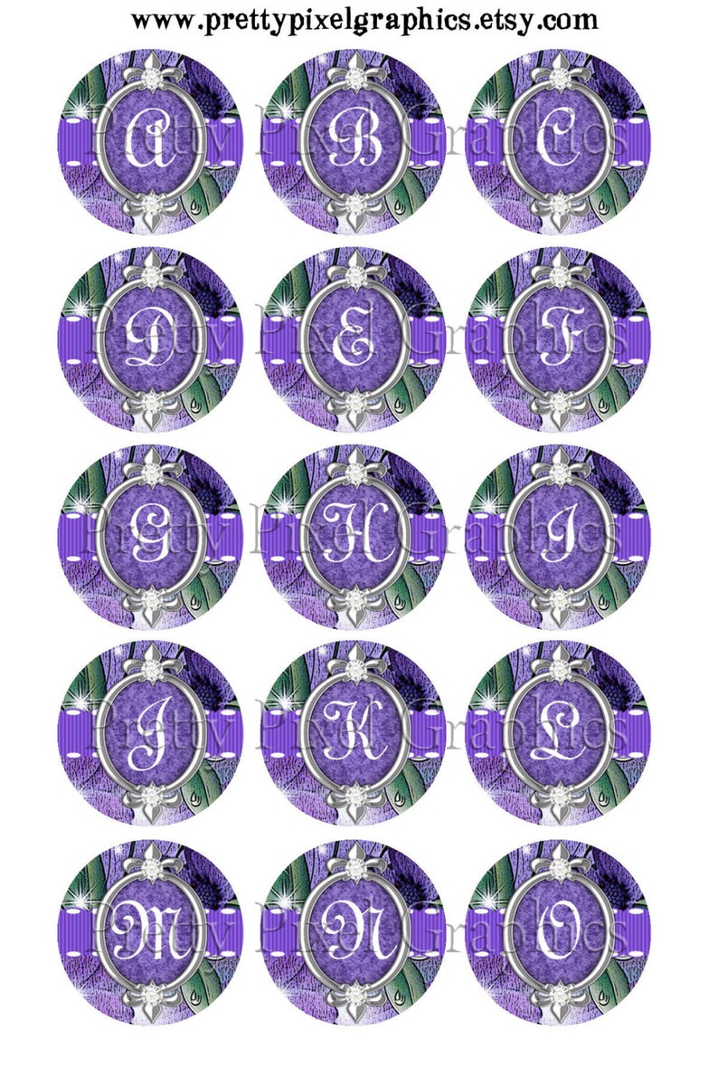 INSTANT DOWNLOAD-Bottlecaps-1 inch circle-Alphabet plus EXTRAS image 2