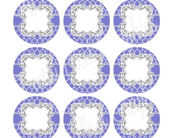 INSTANT DOWNLOAD-Bottlecaps-1 inch circle-Lavender Quatrefoil BLANKS