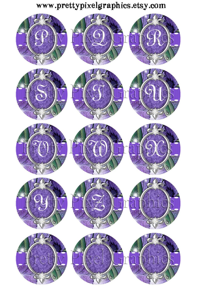 INSTANT DOWNLOAD-Bottlecaps-1 inch circle-Alphabet plus EXTRAS image 3