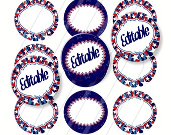 INSTANT DOWNLOAD-Digital Bottlecaps-Editables-Jewelry-Keychains-Patriotic