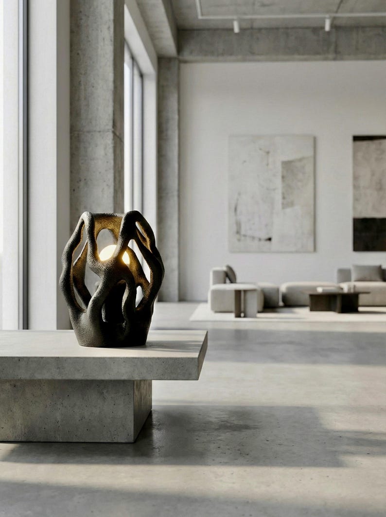 Lámpara Coralight orgánica / Lámpara escultural moderna / Decoración de mesa única impresa en 3D