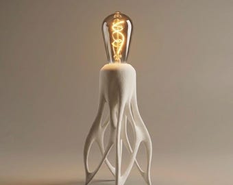 Skulpturale Oktopus Lampe | Modernes organisches 3D gedrucktes Licht | Schreibtisch Kunst