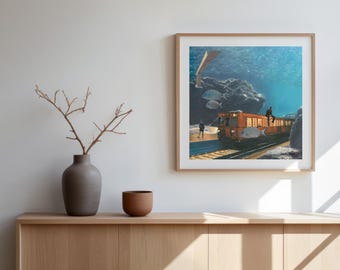 Afdrukbare muurkunst – Surrealistische zeecollage