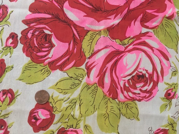 Vtg   1940s rose rayon scarf 17" by 41" - image 3