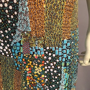 60s 70s psychedelic print dress/ poly jersey dress/ rare pucci-esque patchwork print/ bust is 36 image 5