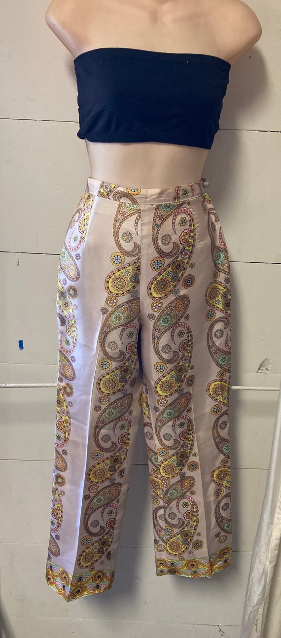Amazing 60s mod silky type pants/ psychedelic pais