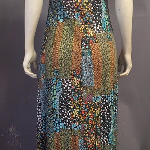 60s 70s psychedelic print dress/ poly jersey dress/ rare pucci-esque patchwork print/ bust is 36 image 8