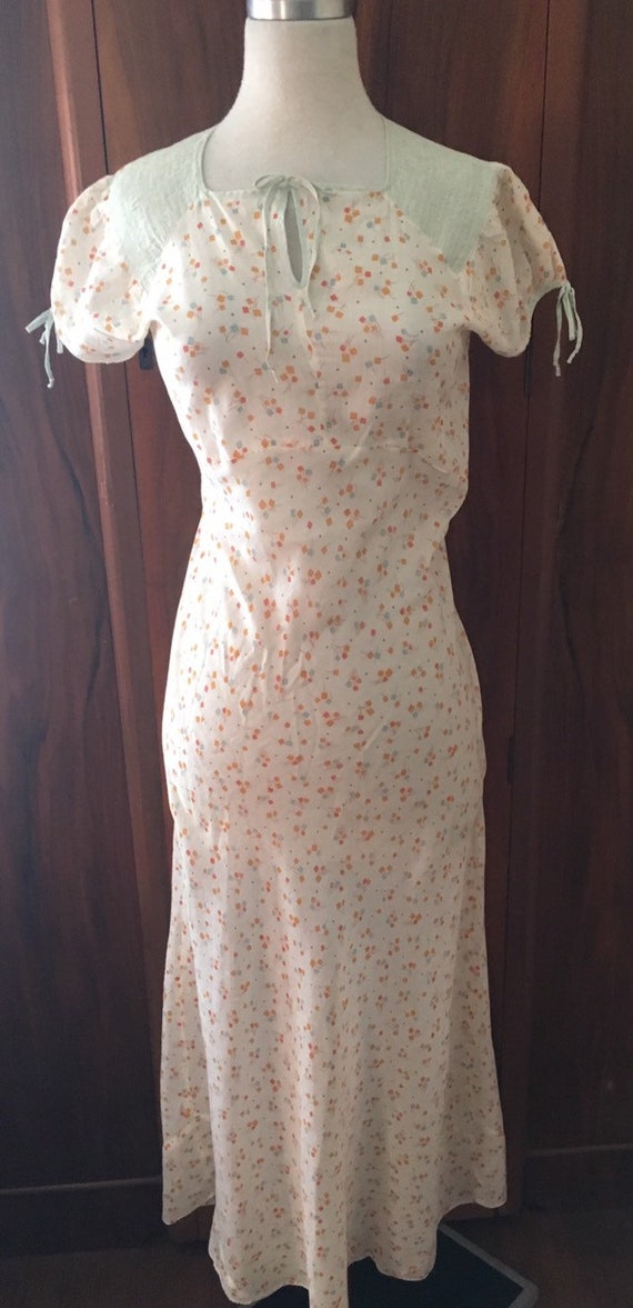 Vtg slip dress/20s 30s Cotton print Bias cut dress