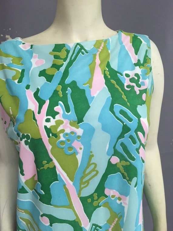 Vintage 60s  1970s psychedelic dress/  abstract b… - image 1