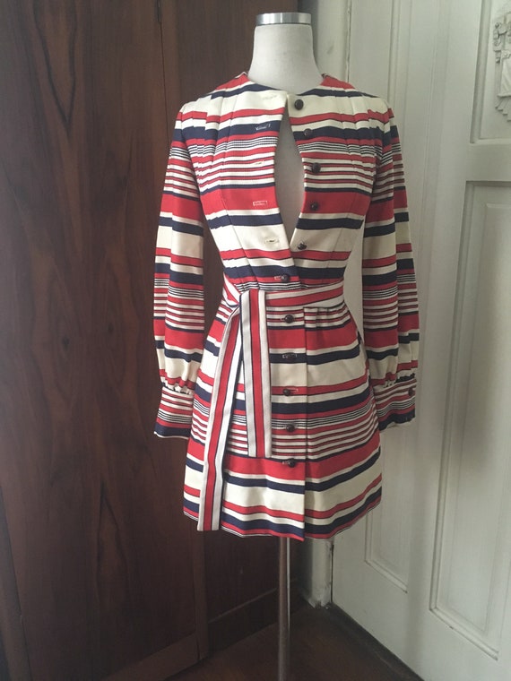 mod 1960 mini dress/graphic stripe-xs