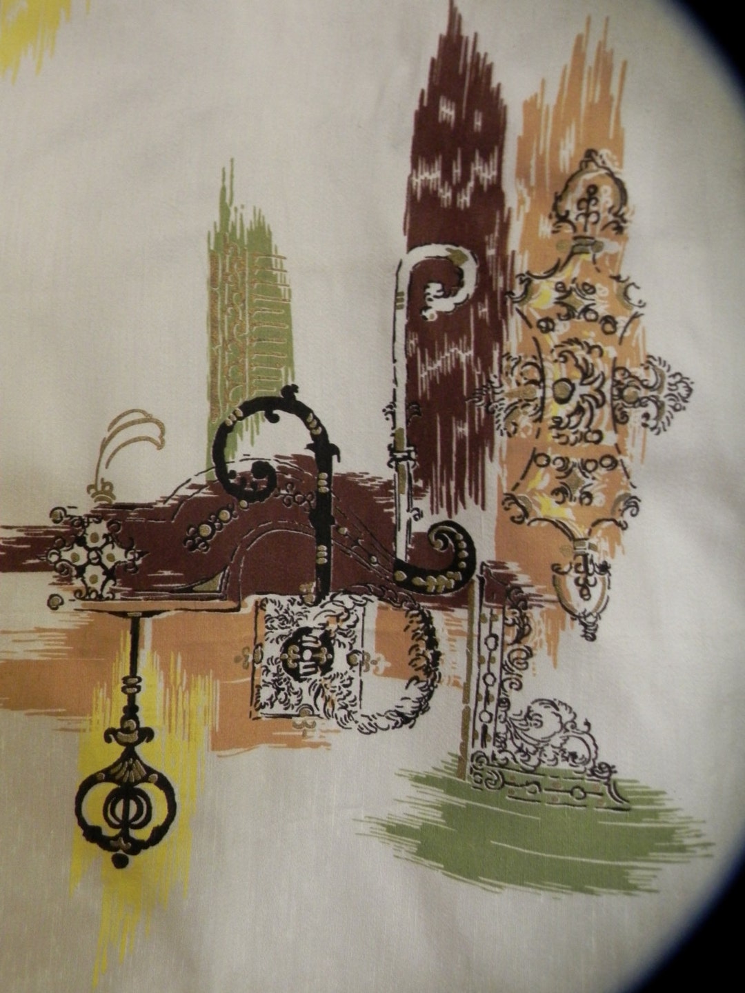 1950s Mid Century Fabric / Abstract Geo Drapery Fabric Piece . 1.5 Yds ...