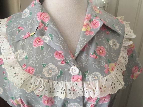 1930s cotton dress/ 40s novelty cotton house dres