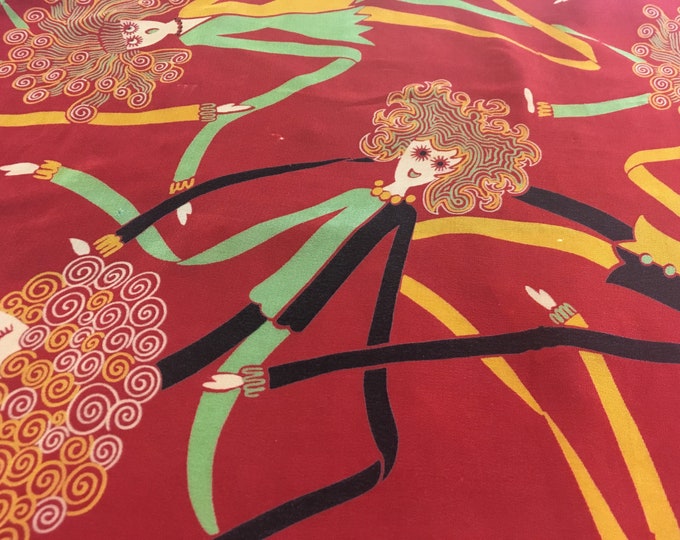 Vtg 1960s Mid Century Mod Novelty Rayon Fabric. 1 Yd Plus Etsy