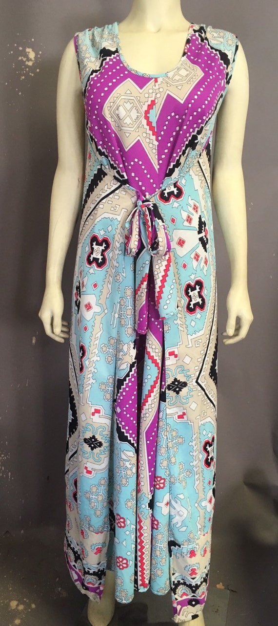 Vintage 1960s 70s dress/bombshell wrap psychedeli… - image 7