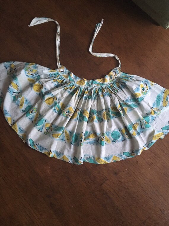 50s novelty print/ vintage apron/ 64,000 question!