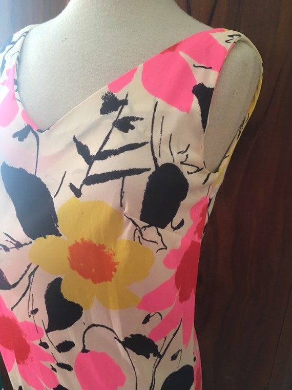 Vtg  60s neon floral slip dress/ bust 38" - image 4