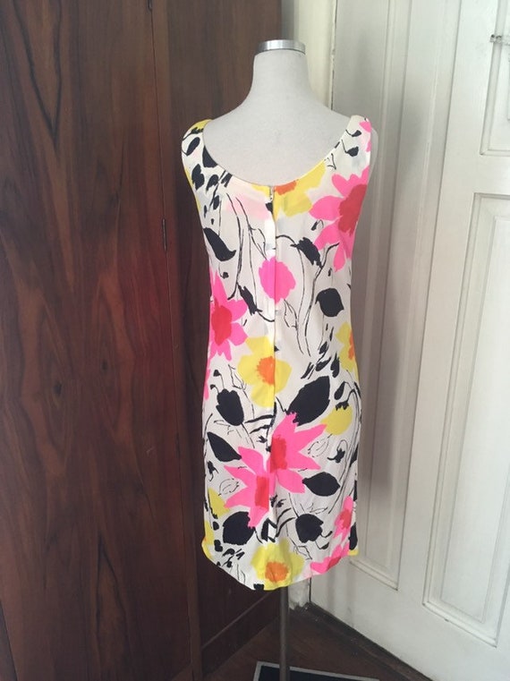 Vtg  60s neon floral slip dress/ bust 38" - image 3